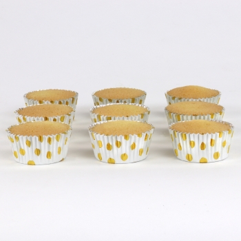 Cupcake Baking Cases - Gold Polka Dots